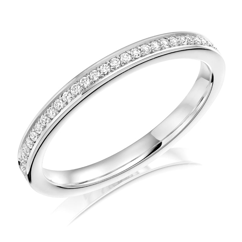 Ladies Platimun Diamond Pave Half Hoop Ring