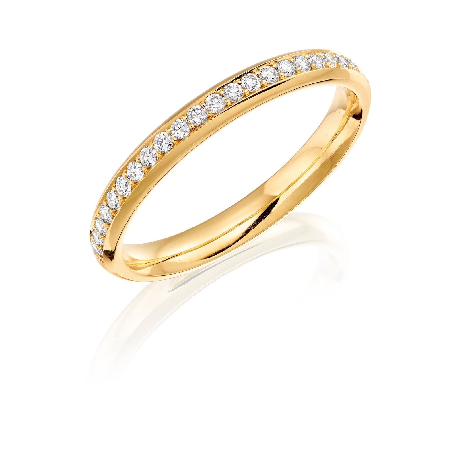 Ladies 18ct Yellow Gold Diamond Pave Half Hoop Ring