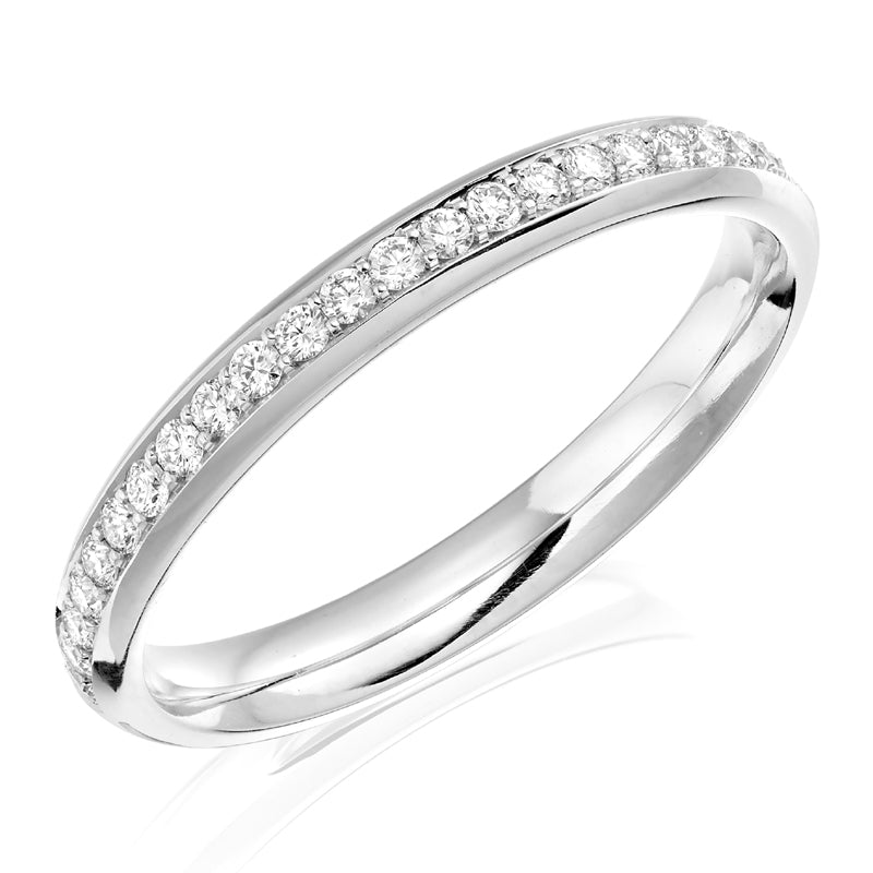 Ladies Platimun Pave Diamond Set Half Hoop Ring