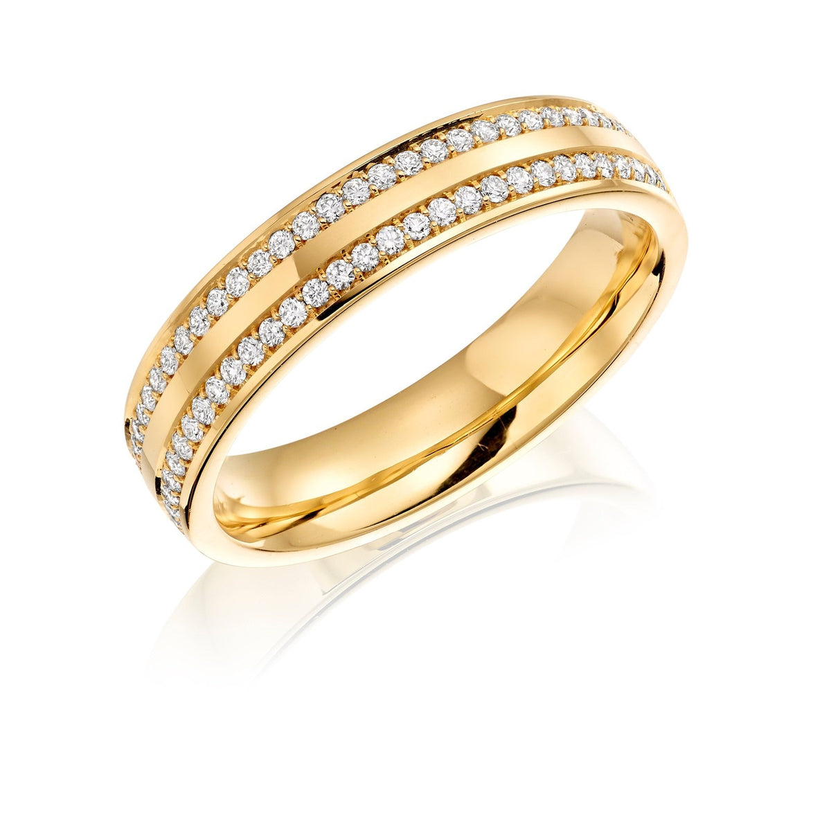 Ladies 18ct Yellow Gold Diamond Double Row Wedding Ring