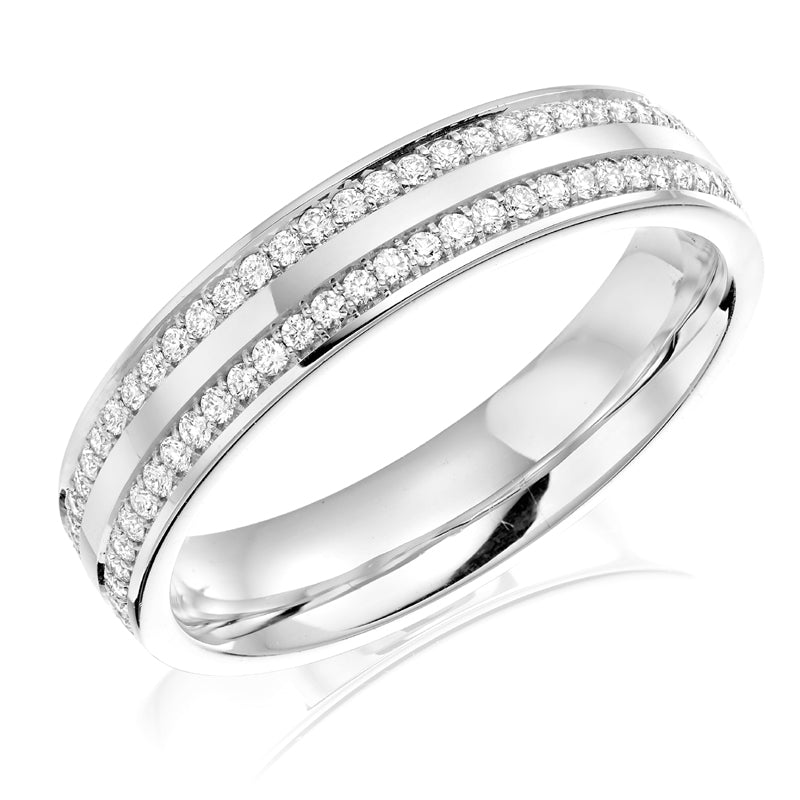 Ladies Platimun Diamond Double Row Wedding Ring