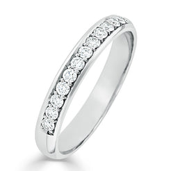 Ladies Platimun Diamond Pave Half Hoop Ring