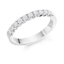 Ladies Platimun 10 Diamond Half Hoop Ring