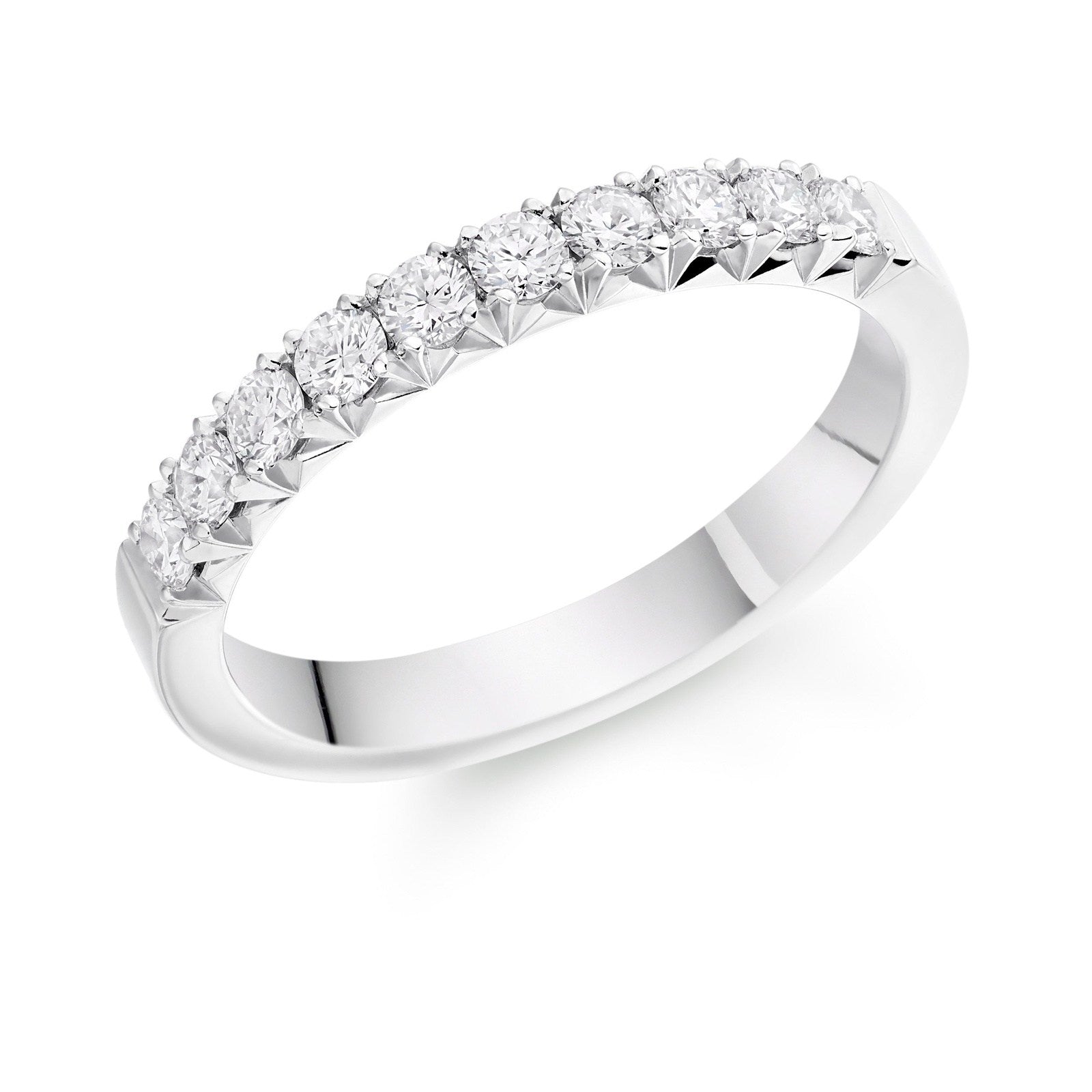 Ladies Platimun 10 Diamond Half Hoop Ring