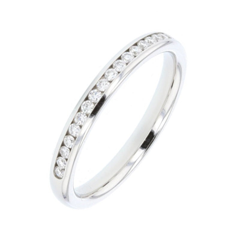 Ladies Platimun Channel Set Diamond Half Hoop Ring