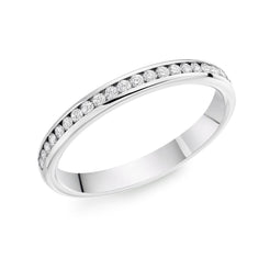 Ladies Platimun Channel Set Diamond Half Hoop Ring