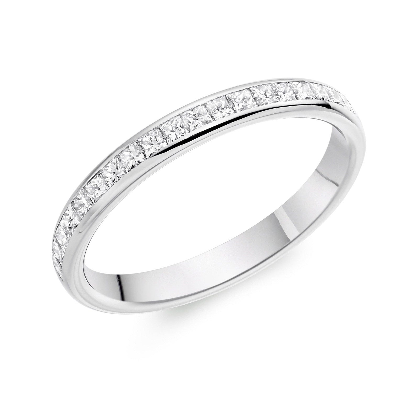 Ladies Platimun Pcut Diamond Half Hoop Ring