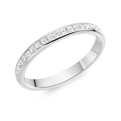 Ladies Platimun Pcut Diamond Half Hoop Ring