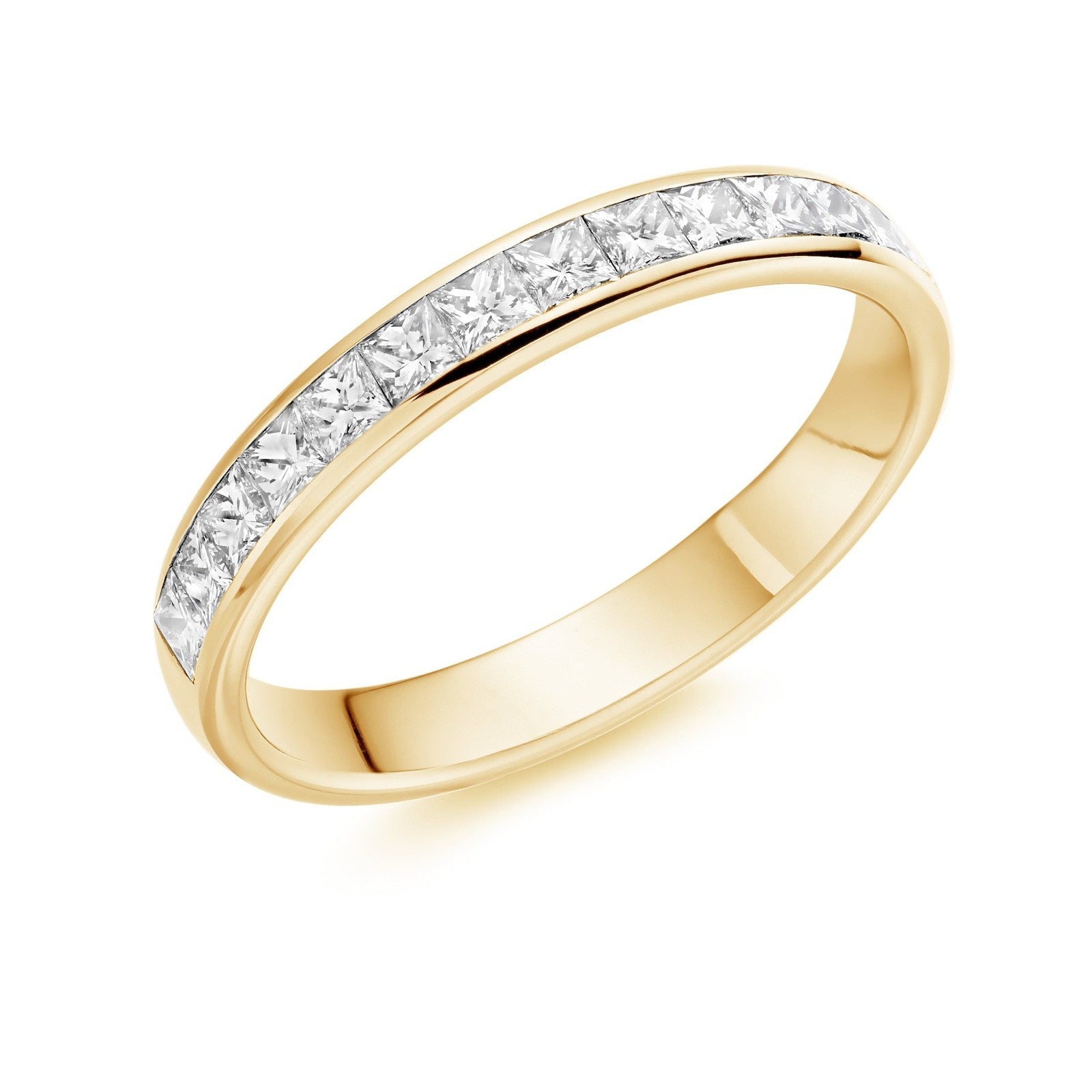 Ladies 18ct Yellow Gold Pcut Diamond Half Hoop Ring