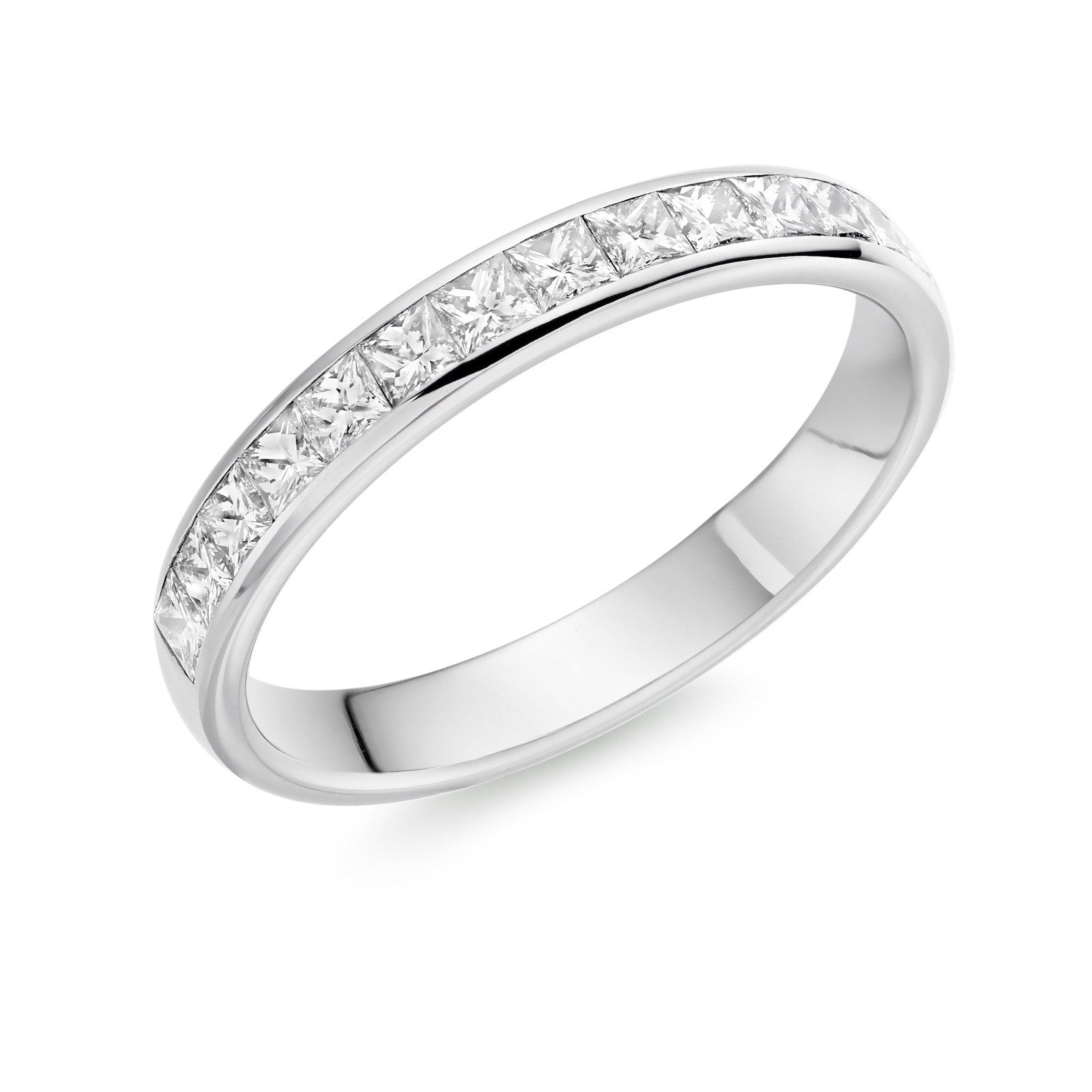 Ladies Platimun Pcut Diamond Half Hoop Ring