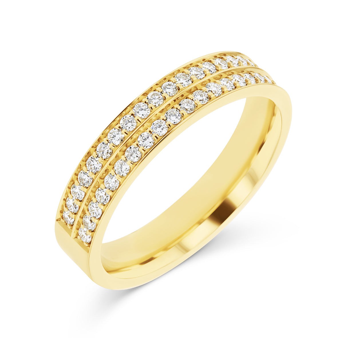 Ladies 18ct Yellow Gold 2 Row Diamond Wedding Ring