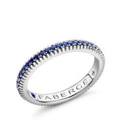Faberge Colours of Love White Gold Blue Sapphire Set Fluted Ring  - 847RG1752