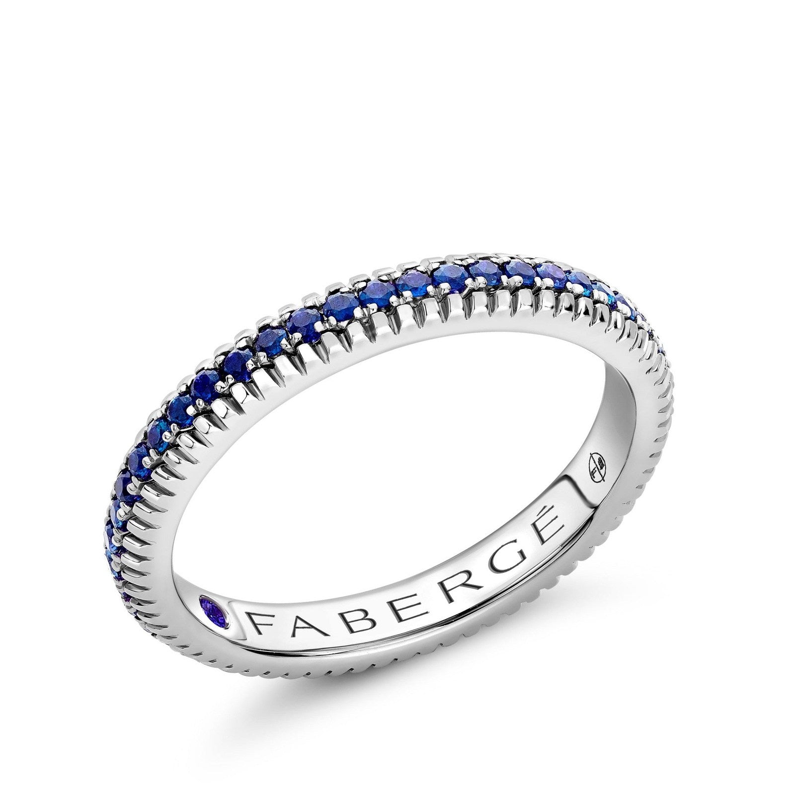 Faberge Colours of Love White Gold Blue Sapphire Set Fluted Ring  - 847RG1752