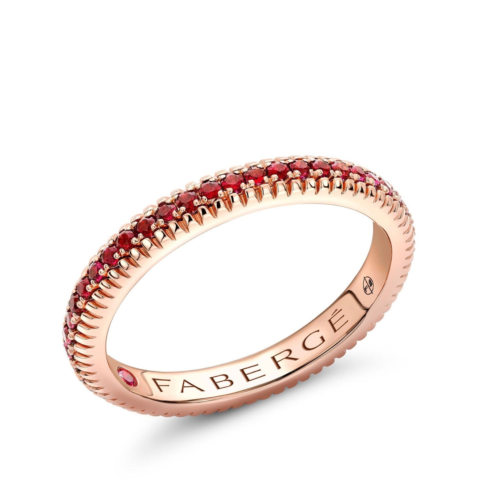 Faberge Colours of Love Rose Gold Ruby Set Fluted Ring  - 847RG1753