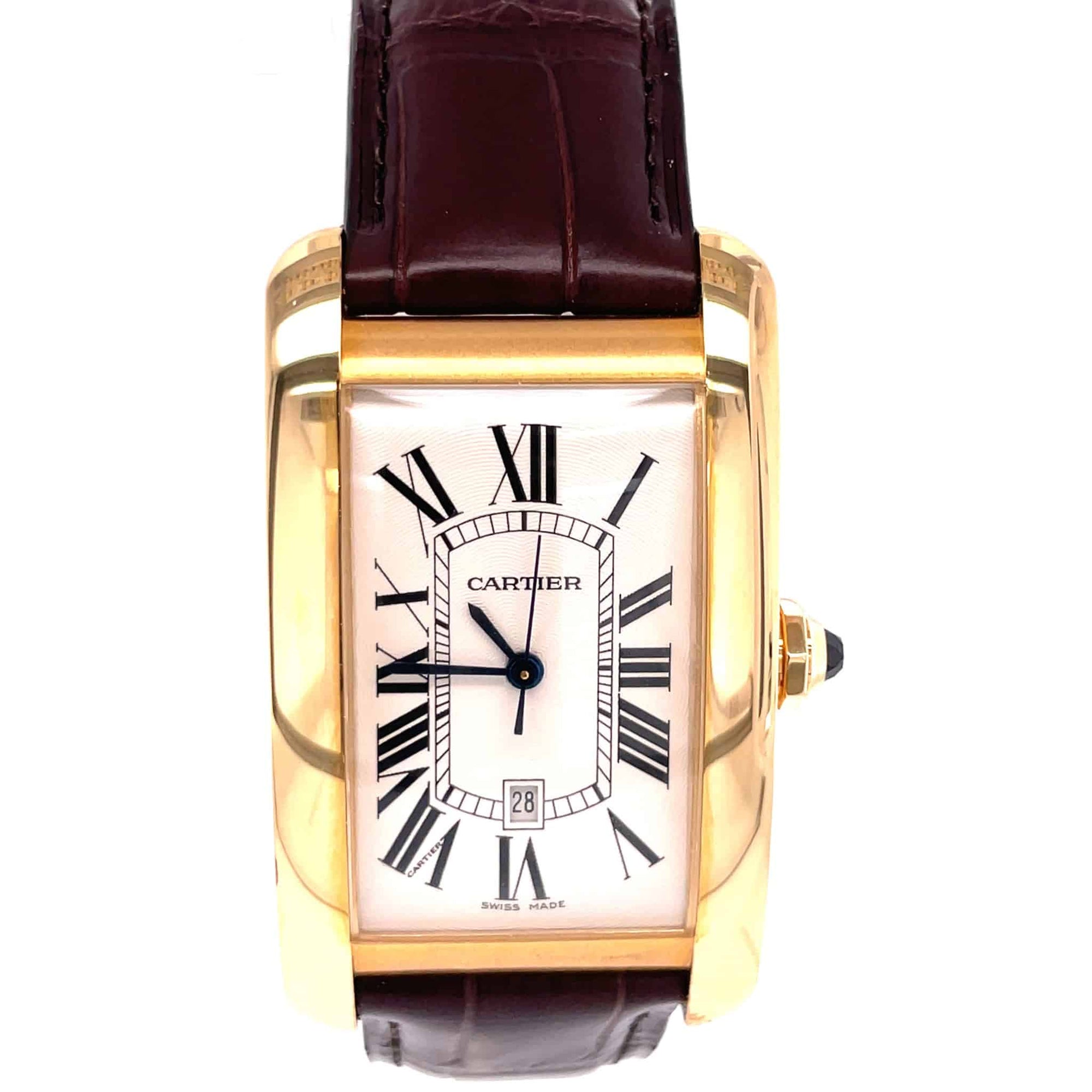 Cartier Tank Americaine on Leather strap 18ct Gold