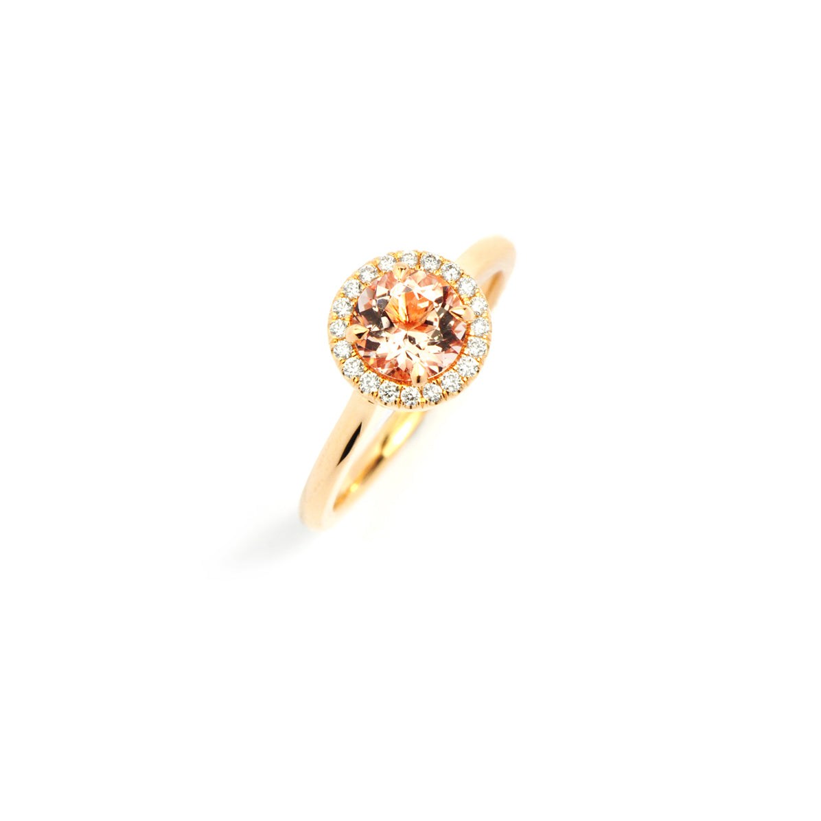 18ct Rose Gold Florence Round Castel Pave Ring