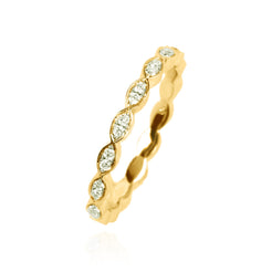 18ct Yellow Gold Juliet Navette Half Set Vintage Ring