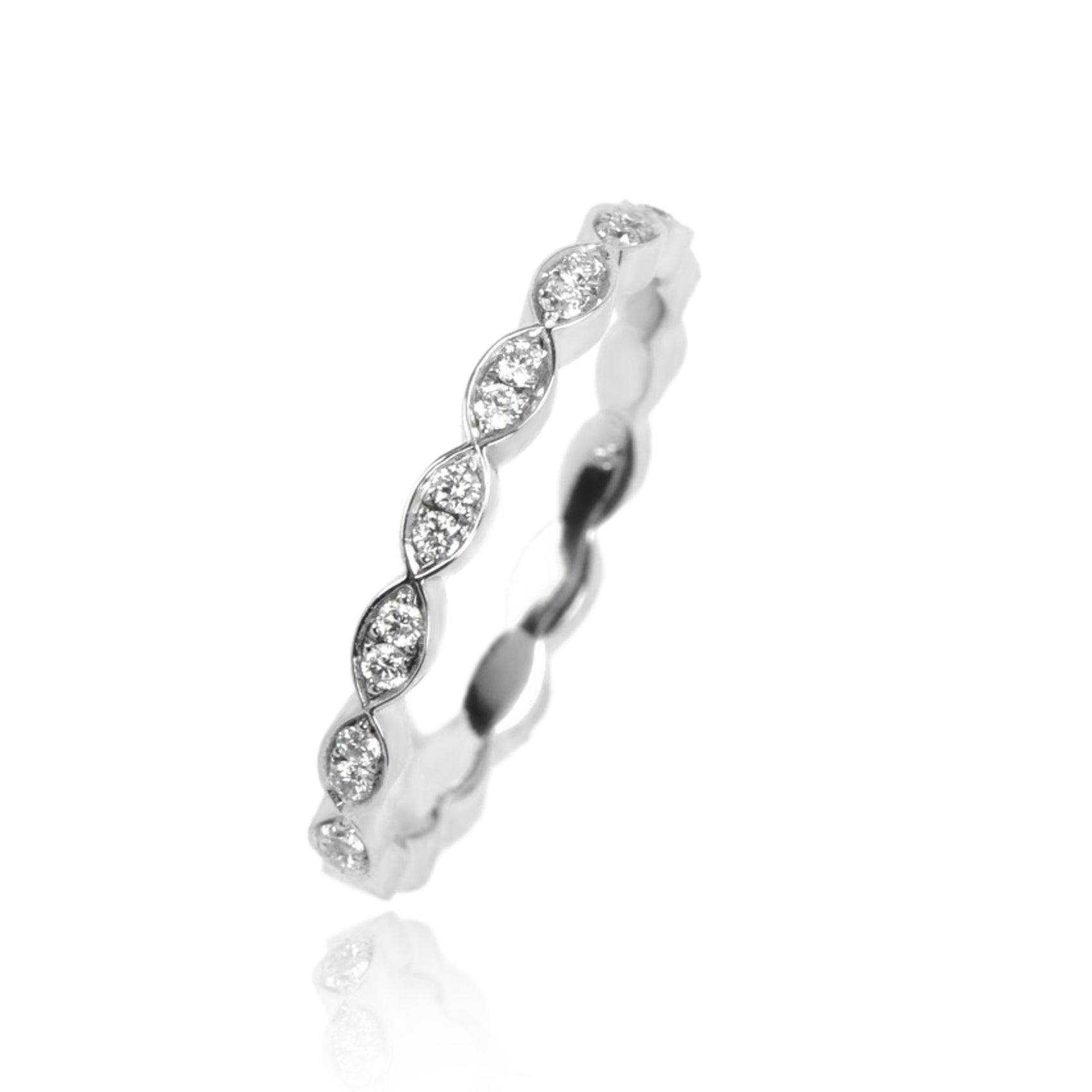 18ct White Gold Juliet Navette Half Set Ring