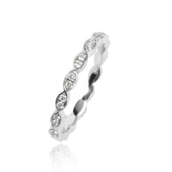 18ct White Gold Juliet Navette Half Set Ring