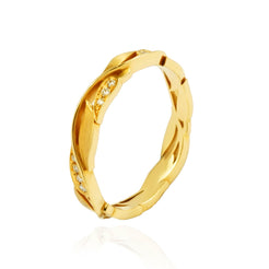 18ct Rose Gold Leaf Half Set Ring