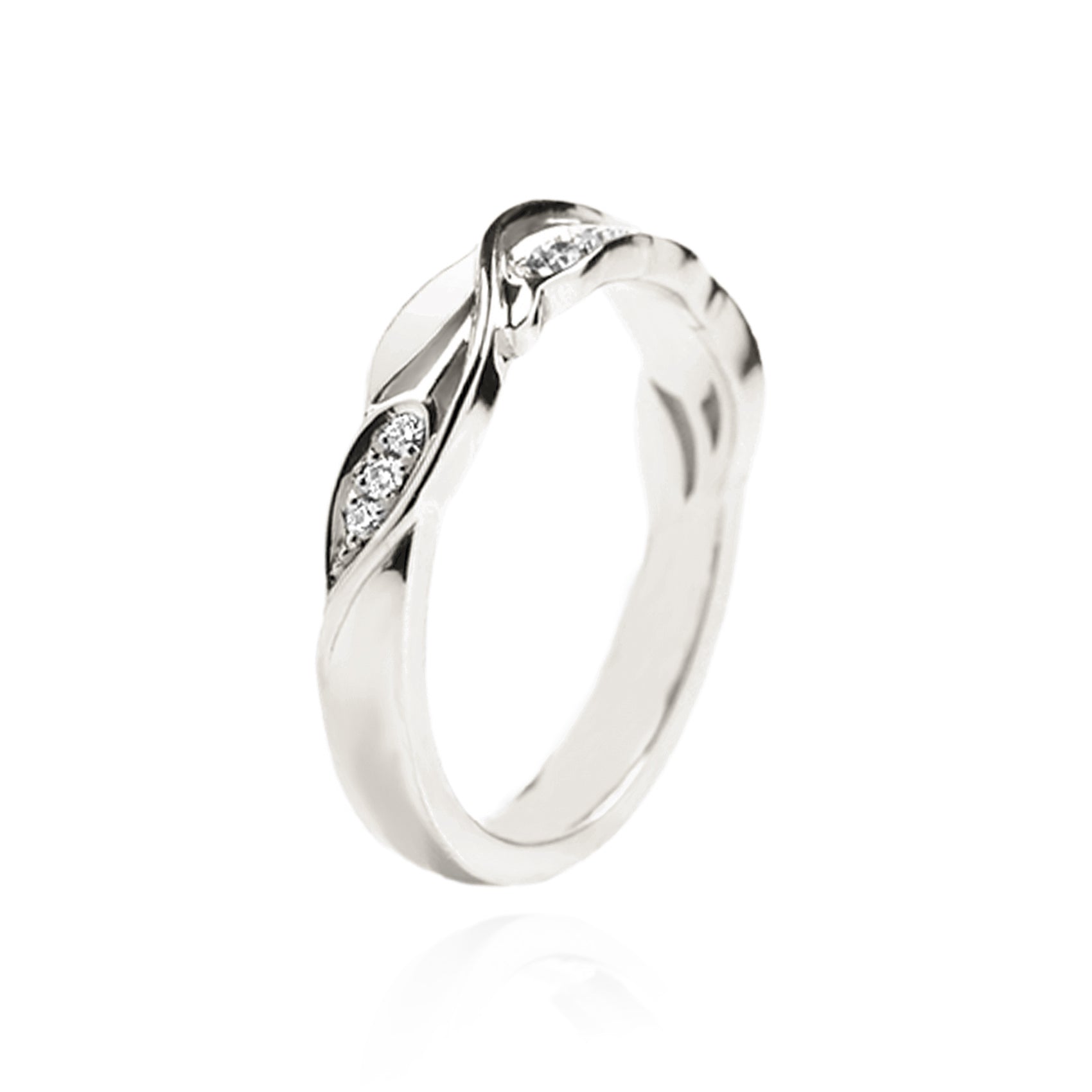 18ct White Gold Leaf XLRing