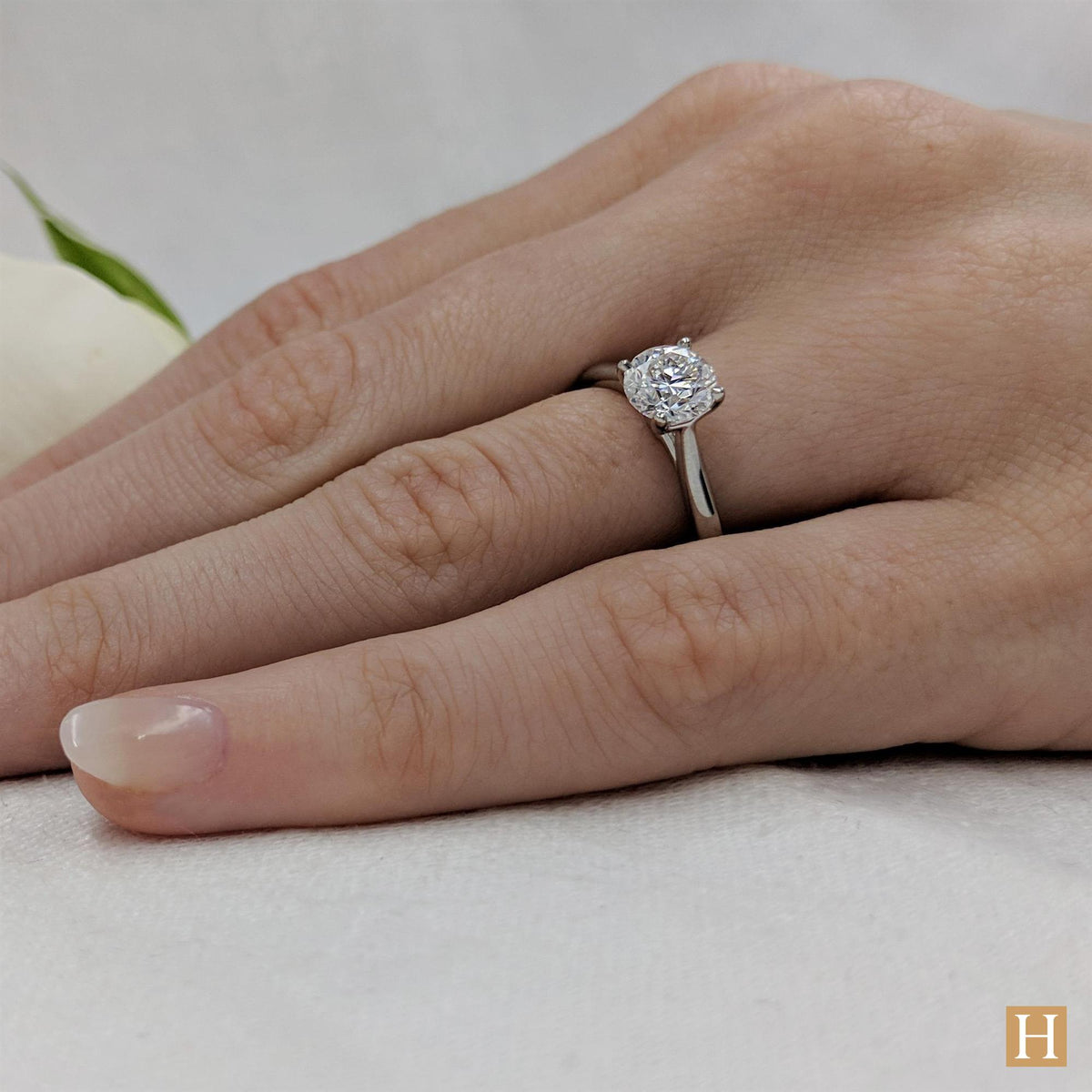 Platinum Open Tulip Engagement Ring