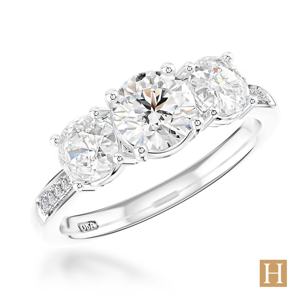 Platinum Memoire Three Stone Engagement Ring