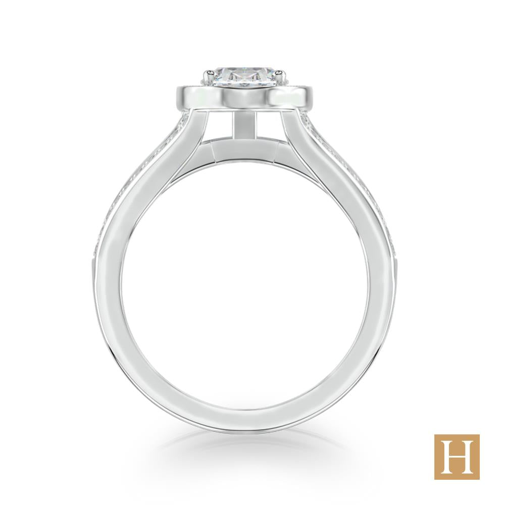 Platinum Saturn Oval Engagement Ring