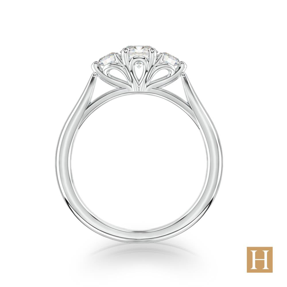 Platinum Tulip 3 Engagement Ring